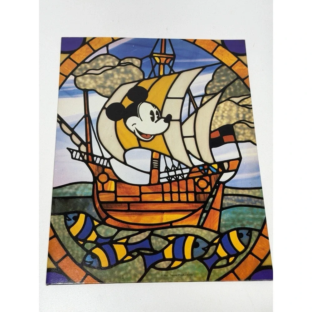 6 Disney Stained Glass School 2 Pocket + 1 Folder Peechee Binder 80s 90s Vintage
